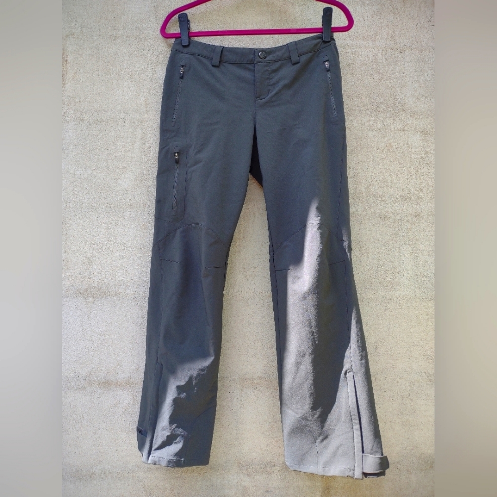 REI hiking pants women's size 4P grey with knee enforcement and drawstring waist